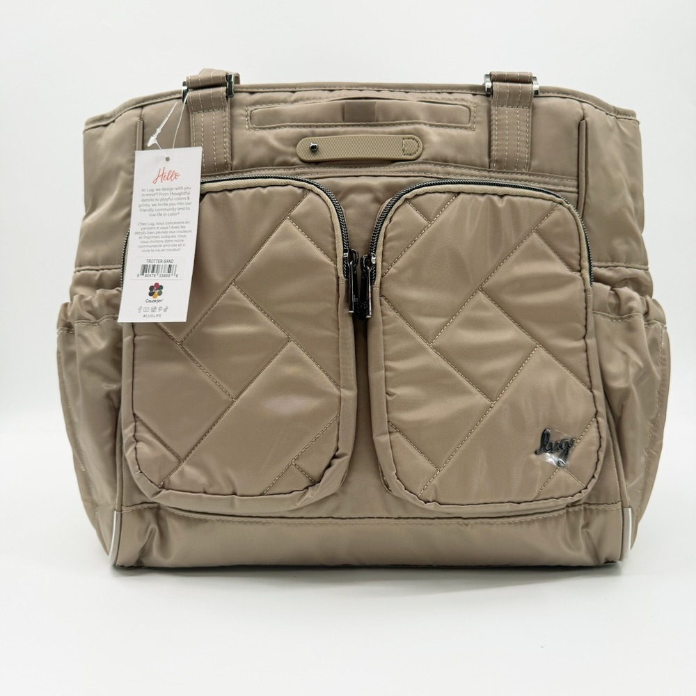 Lug Trotter Tote Bag in Sand Star Interior Print NWT Tote Work Bag Carry On - Picture 2 of 13